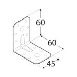 Γωνία σύνδεσης ξύλου 60 X 60 X 45 mm