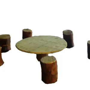 Τραπέζι με σκαμπό από φυσικά κούτσουρα  (Σετ)